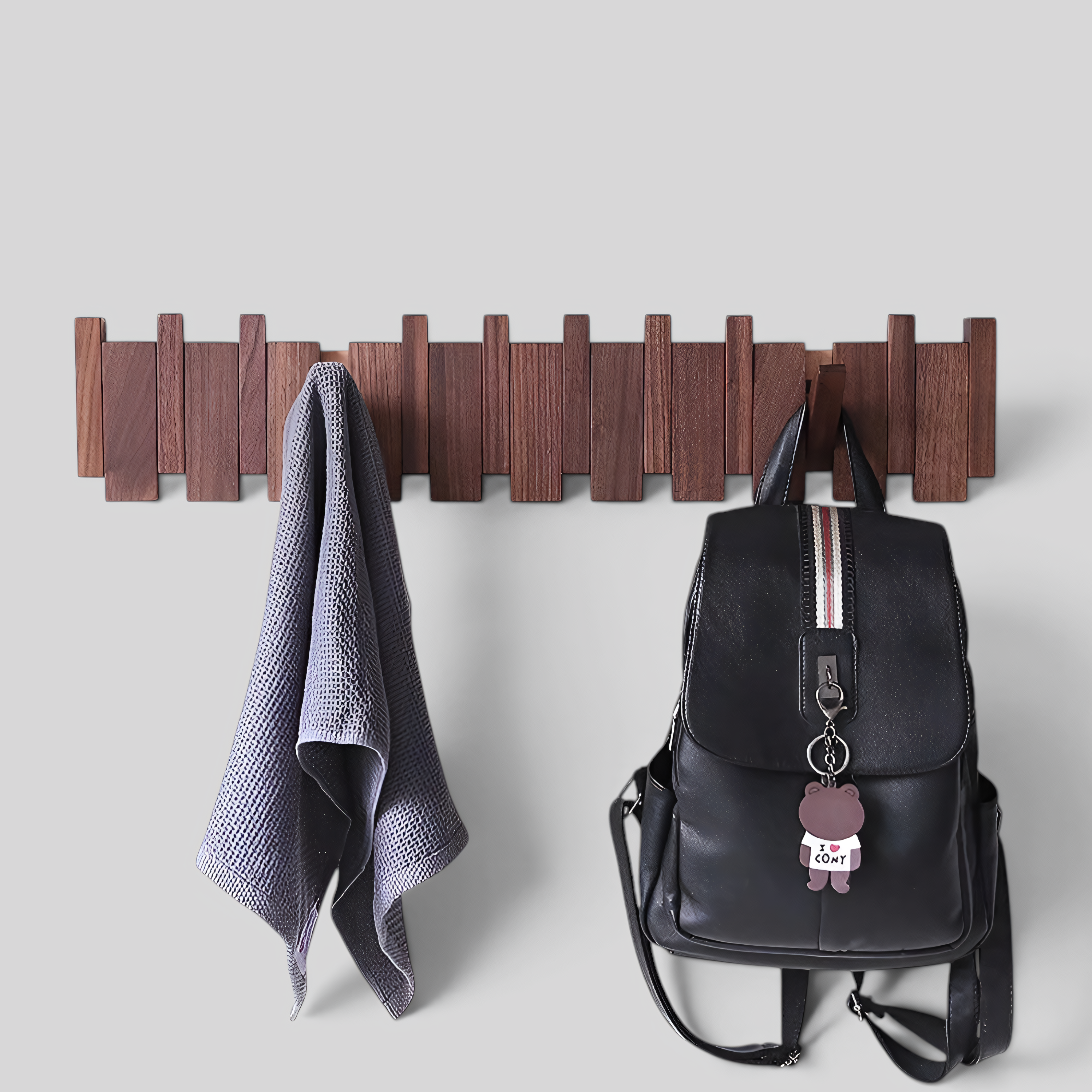Wall Shelf: Wooden Piano-Style Organizer with Magnetic Hooks