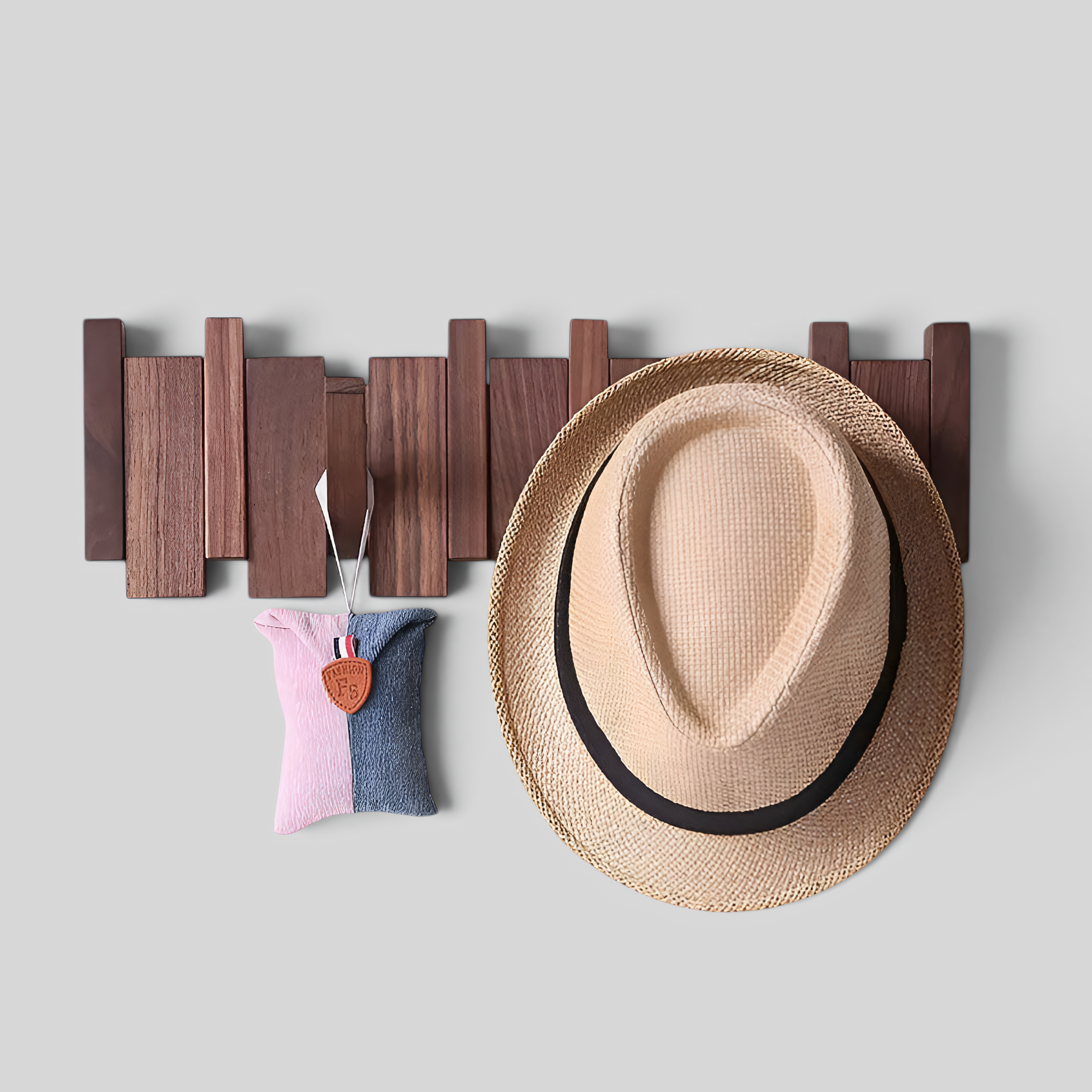 Wall Shelf: Wooden Piano-Style Organizer with Magnetic Hooks