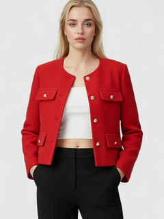 Women's Red Puffer Winter Short Jacket - Warm & Stylish