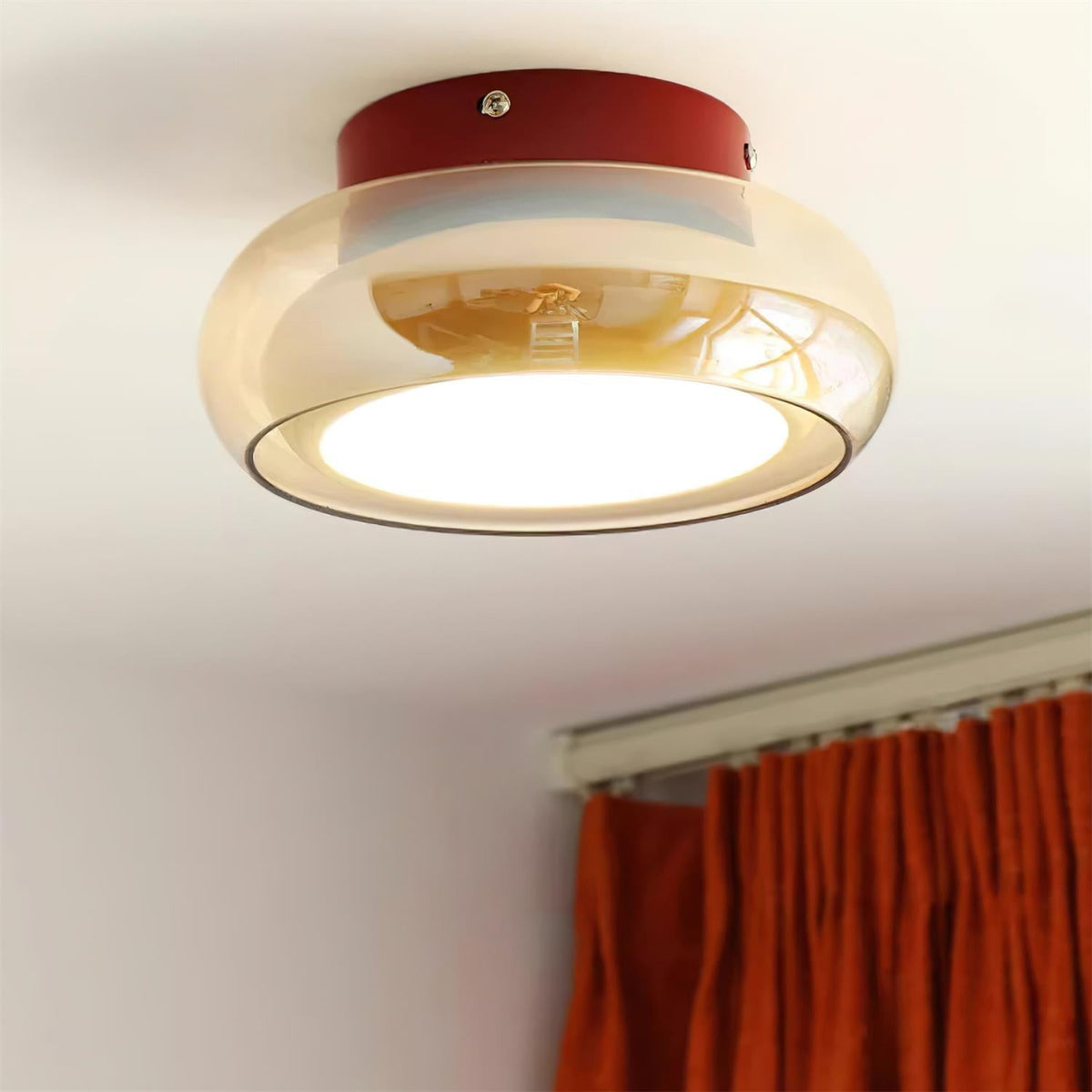 Retro Glass Flush Mount LED Ceiling Light - 3 Color Temps