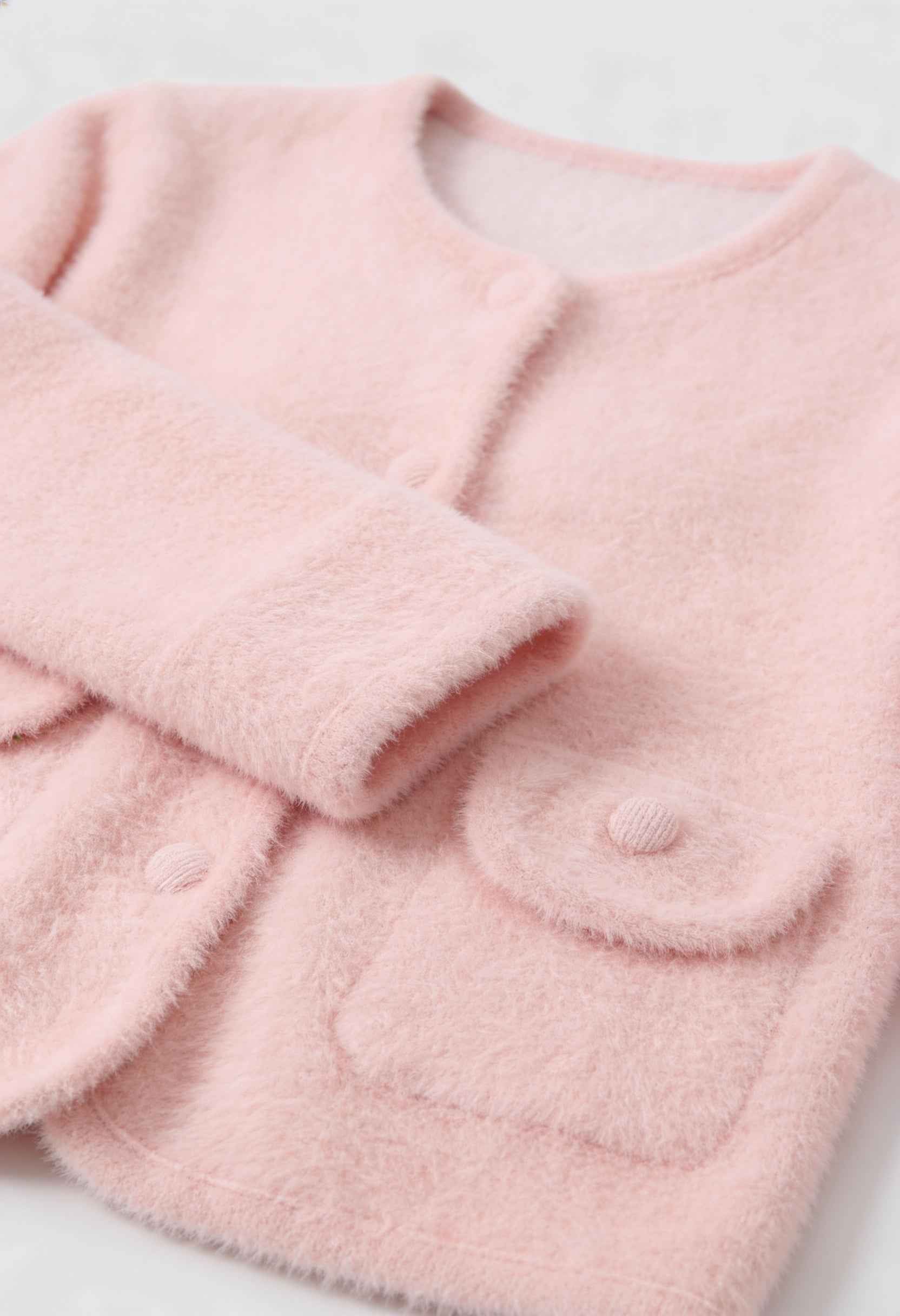 Cardigan : Women's Pink Knitted Long Sleeve Cardigan with O-Neck in van Vanda Liamo