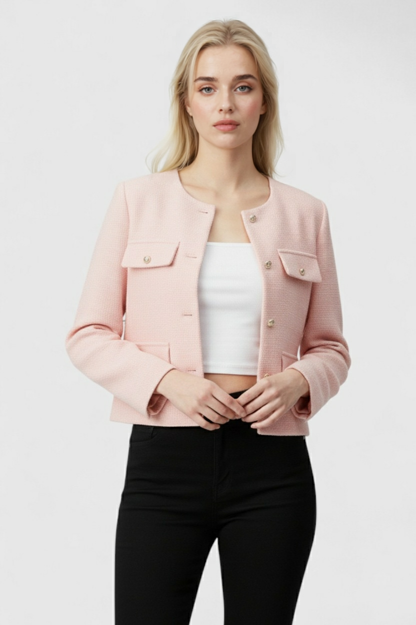Jacket : Women's Pink Puffer Winter Short Jacket - Warm & Stylish Outerwear in van Vanda Liamo