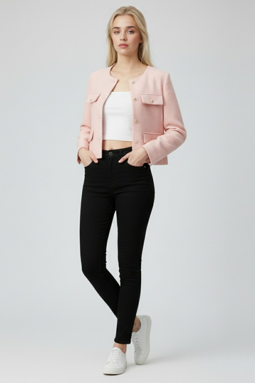 Jacket : Women's Pink Puffer Winter Short Jacket - Warm & Stylish Outerwear in van Vanda Liamo