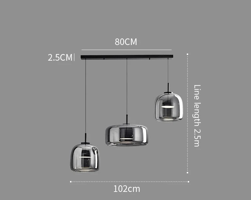 Home Decor : Luxury Glass & Metal Pendant Lamp - Elegant Hanging Light in Design 3 Long - Black van Vandaliamo