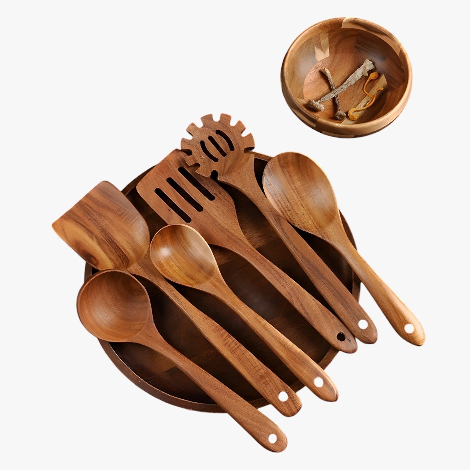 house & garden : 7-piece Wooden Cooking Set - Natural, Sustainable, and Non-Stick in van Vandaliamo