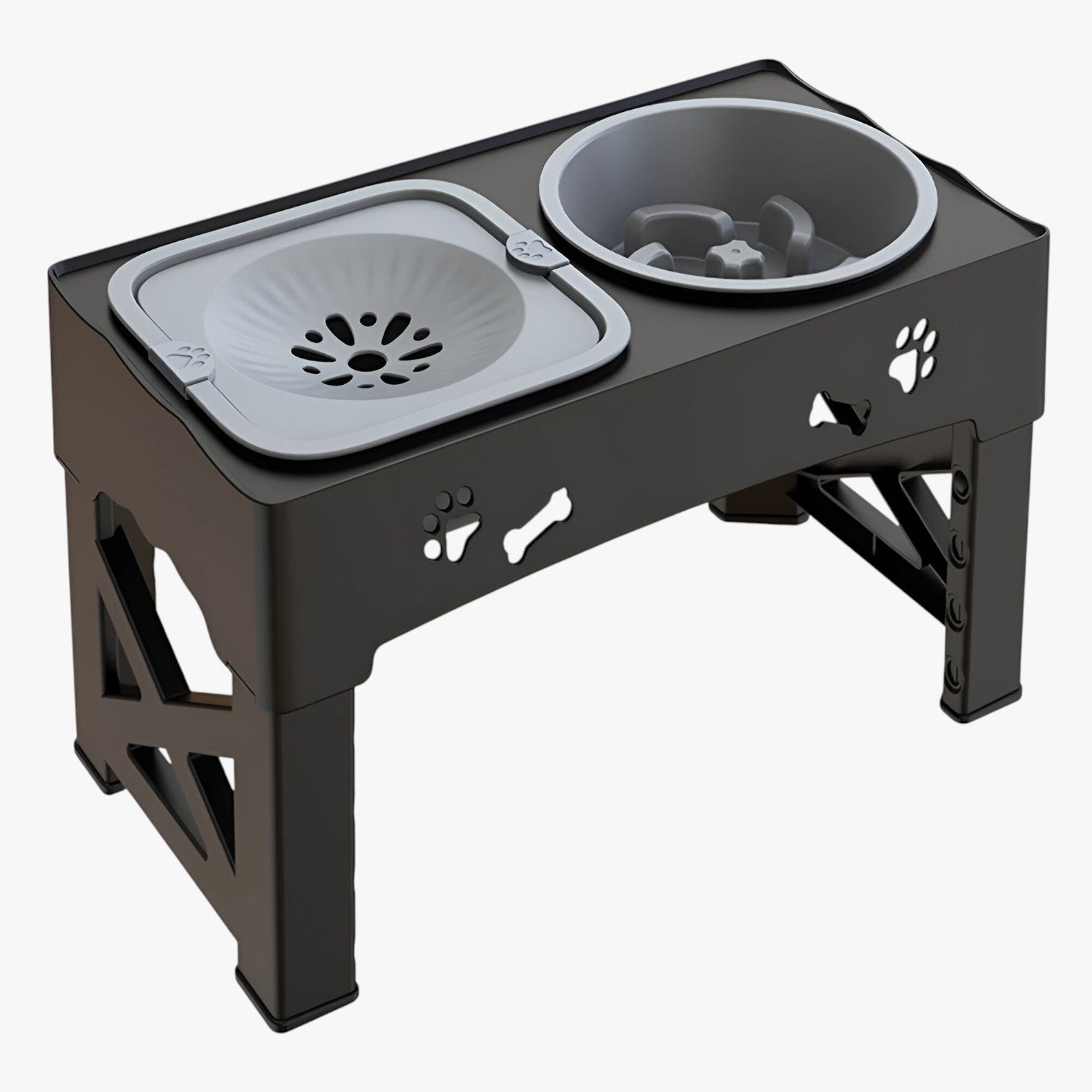 other : 3-in-1 Adjustable Bowl For Slow and Comfortable Feeding at Any Height in Gray black van Vandaliamo