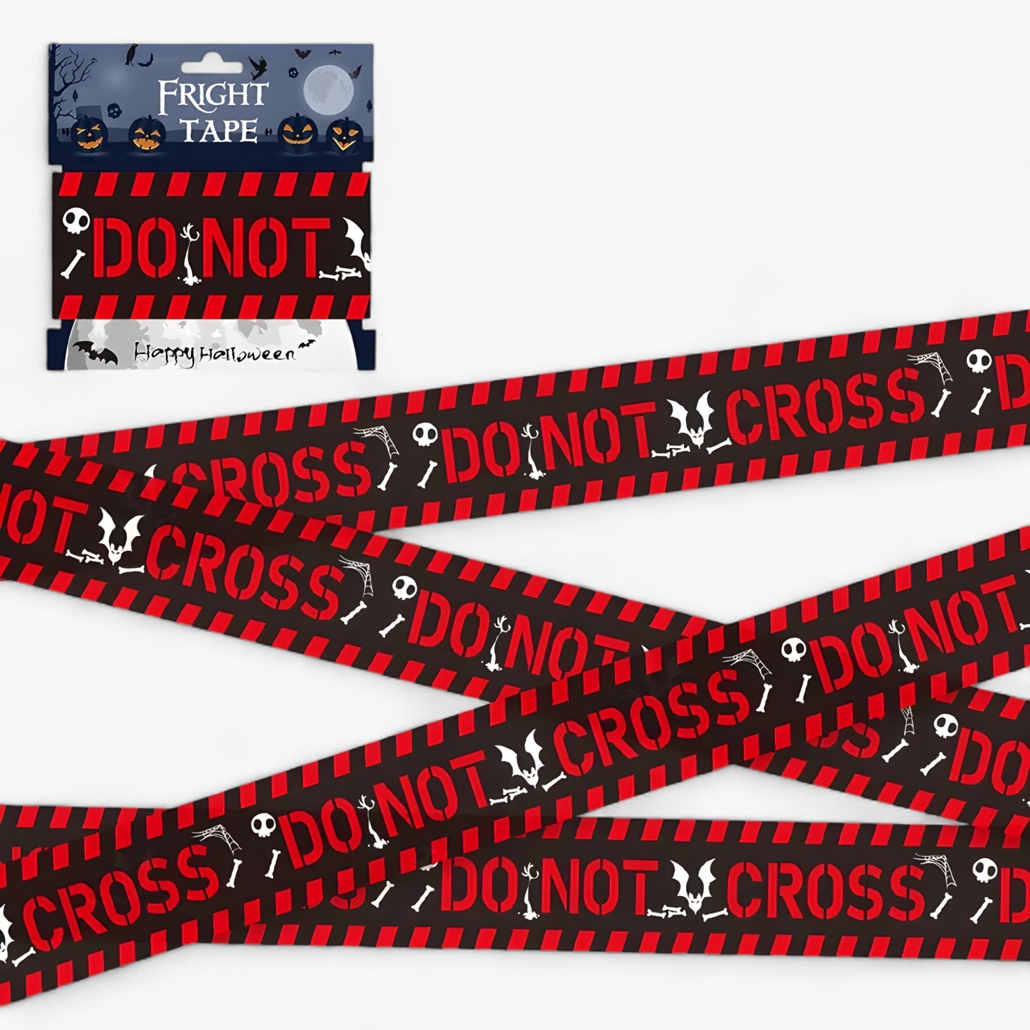 Party Decoration : Bandeau Waarschuwing Skull Halloween - Angstaanjagende Decoratie voor Feesten - Rood 9M in Zwart rood 6M van Pantino