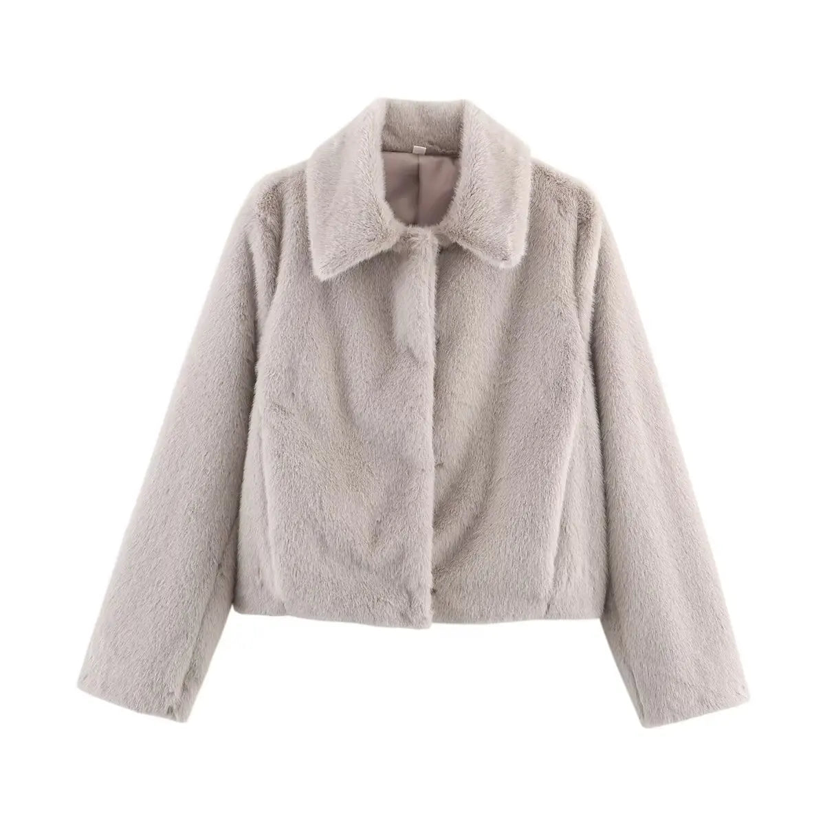 Women's Long Jacket with Lapel Collar and Button Detail