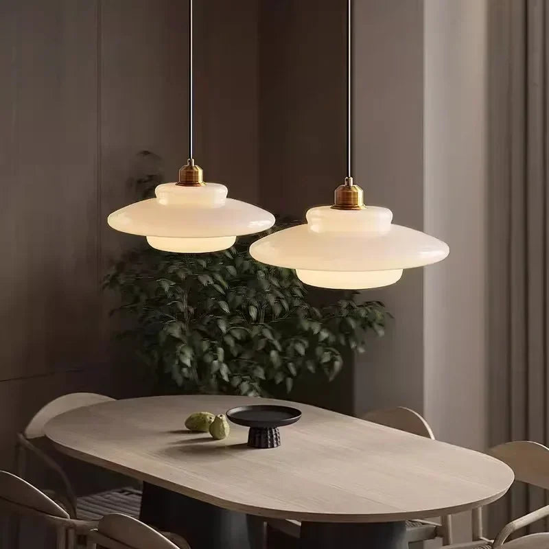 Calistre - Mid-Century Milky Glass Pendant Light