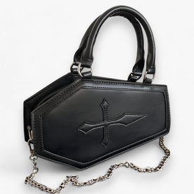Handbag : Gothic Coffin-Shaped Chain Handbag for Halloween in Black 24.5x6x15cm van Vandaliamo