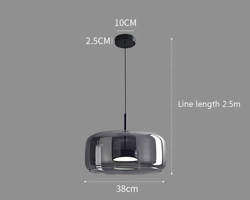Home Decor : Luxury Glass & Metal Pendant Lamp - Elegant Hanging Light in 38cm Black van Vandaliamo