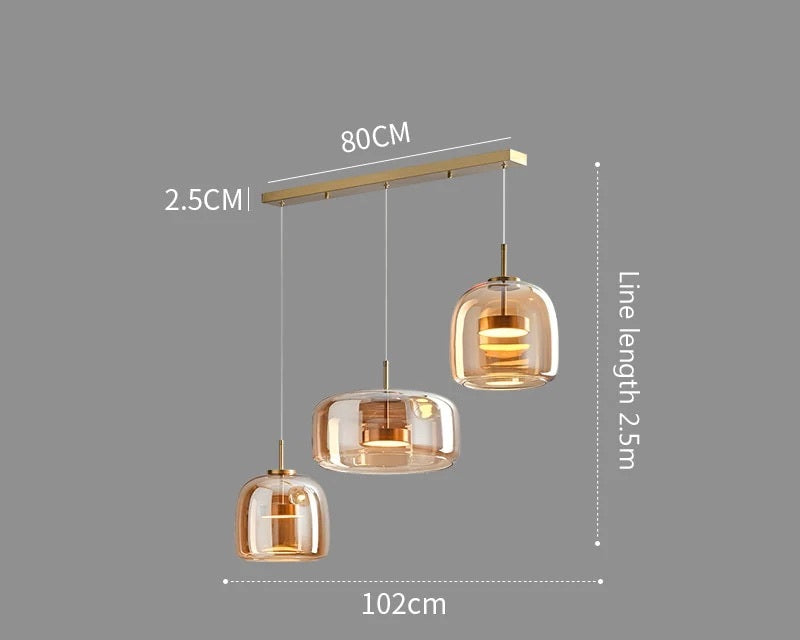 Home Decor : Luxury Glass & Metal Pendant Lamp - Elegant Hanging Light in Design 3 Long - Gold van Vandaliamo
