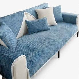 house & garden : Striped Chenille Sofa Cover - Protects & Decorates Your Sofa in Blue van Vandaliamo