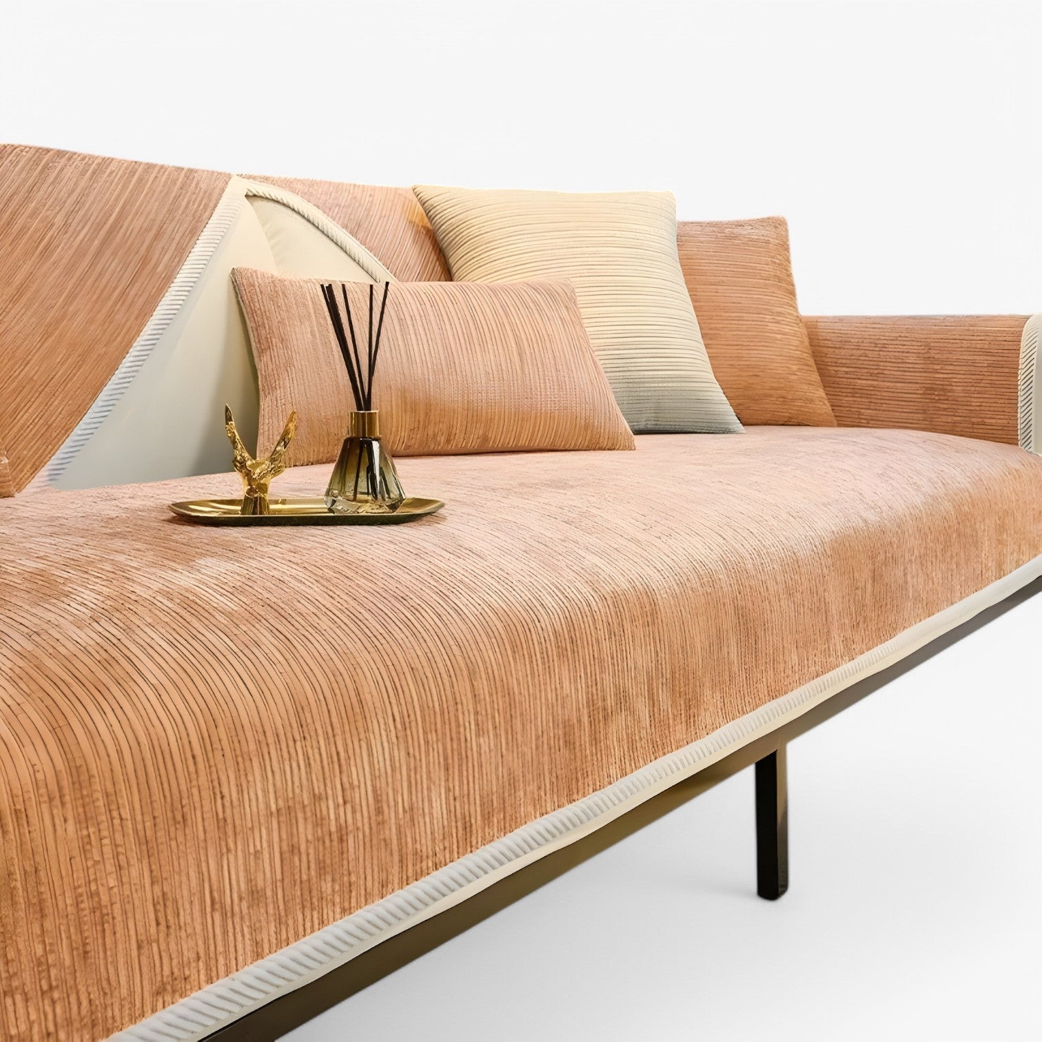 house & garden : Striped Chenille Sofa Cover - Protects & Decorates Your Sofa in Orange van Vandaliamo