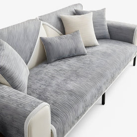 house & garden : Striped Chenille Sofa Cover - Protects & Decorates Your Sofa in Light Grey van Vandaliamo