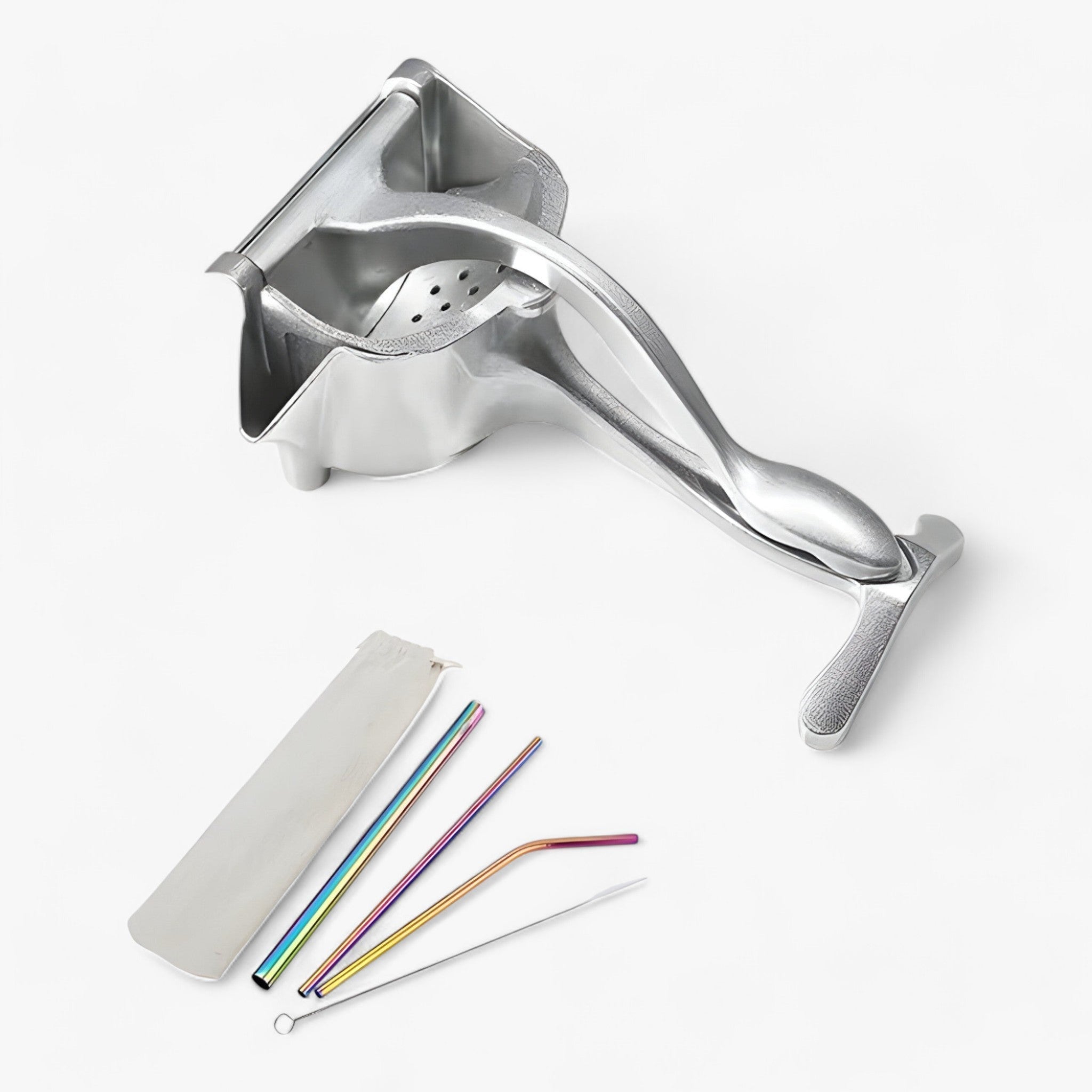 house & garden : Manual citrus juicer in aluminum alloy in Citrus juicer with box and 3 straws and 1 brush van Vandaliamo