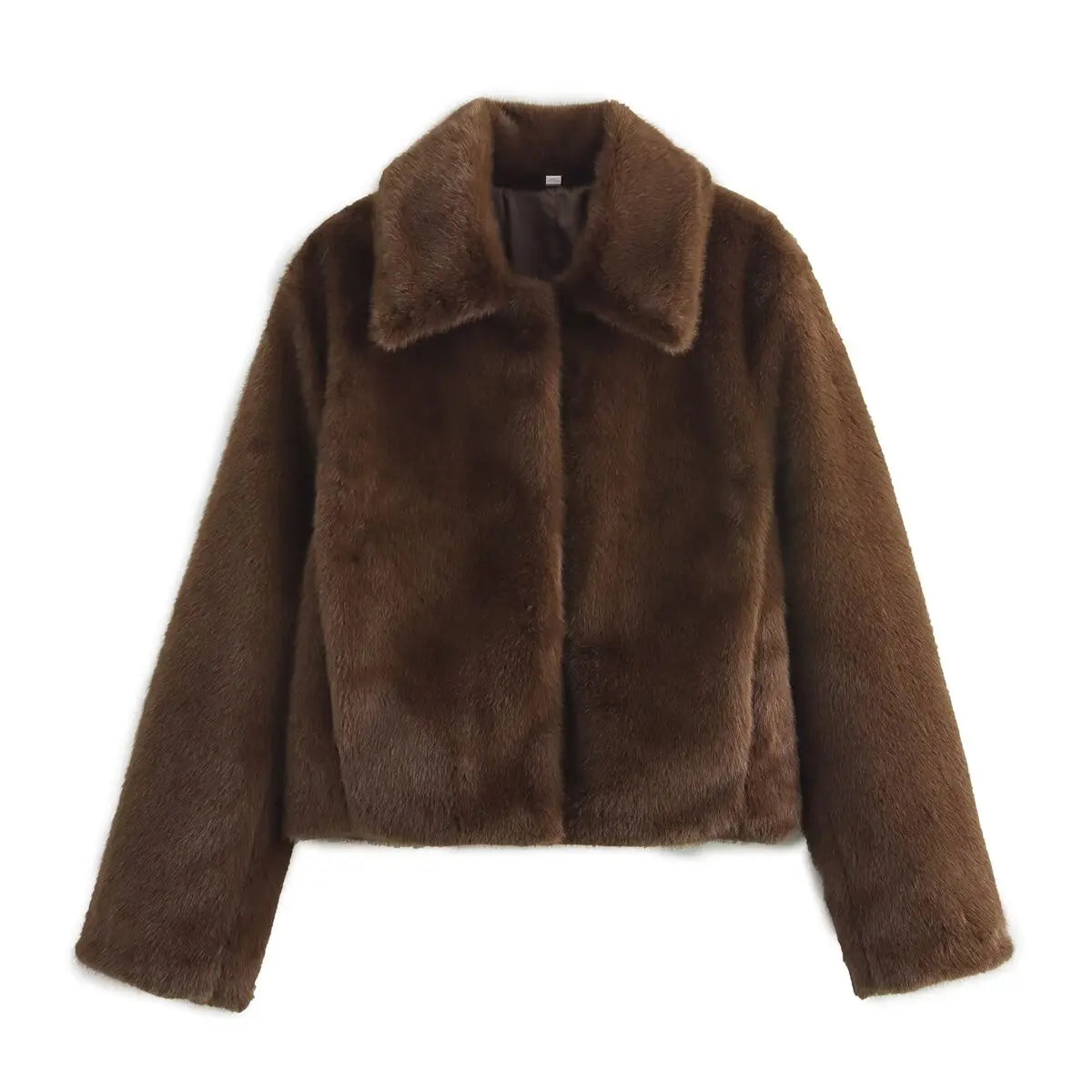 Women's Long Jacket with Lapel Collar and Button Detail