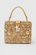 Sculptural Box Handbag – Intricate Filigree Overlay with Padlock Accent