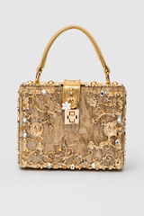 Sculptural Box Handbag – Intricate Filigree Overlay with Padlock Accent