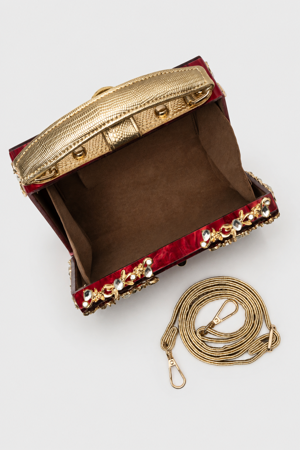 Sculptural Box Handbag – Intricate Filigree Overlay with Padlock Accent