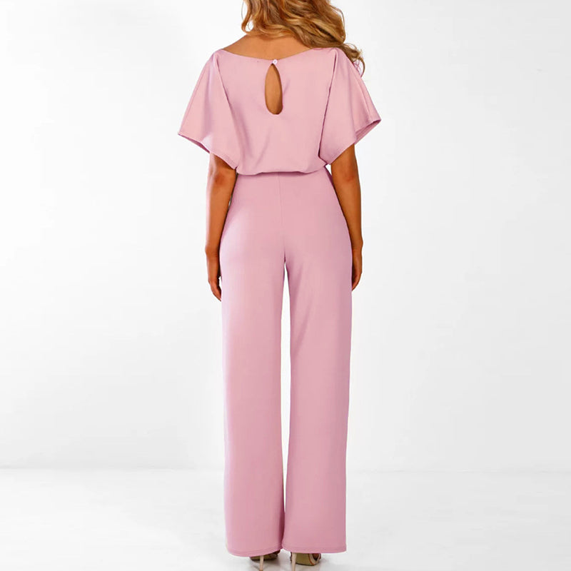 Women's Elegant Belted Jumpsuit - Wide Leg One-Piece