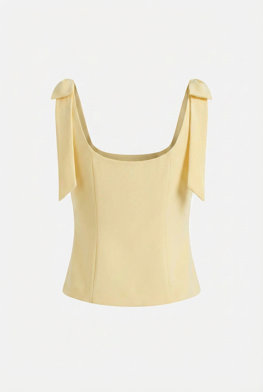 Women's Tops : Women's Yellow Slim Fit Cami Top with Bow Detail - Lightweight & Sleeveless in van Vanda Liamo