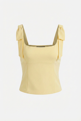 Women's Tops : Women's Yellow Slim Fit Cami Top with Bow Detail - Lightweight & Sleeveless in Yellow van Vanda Liamo