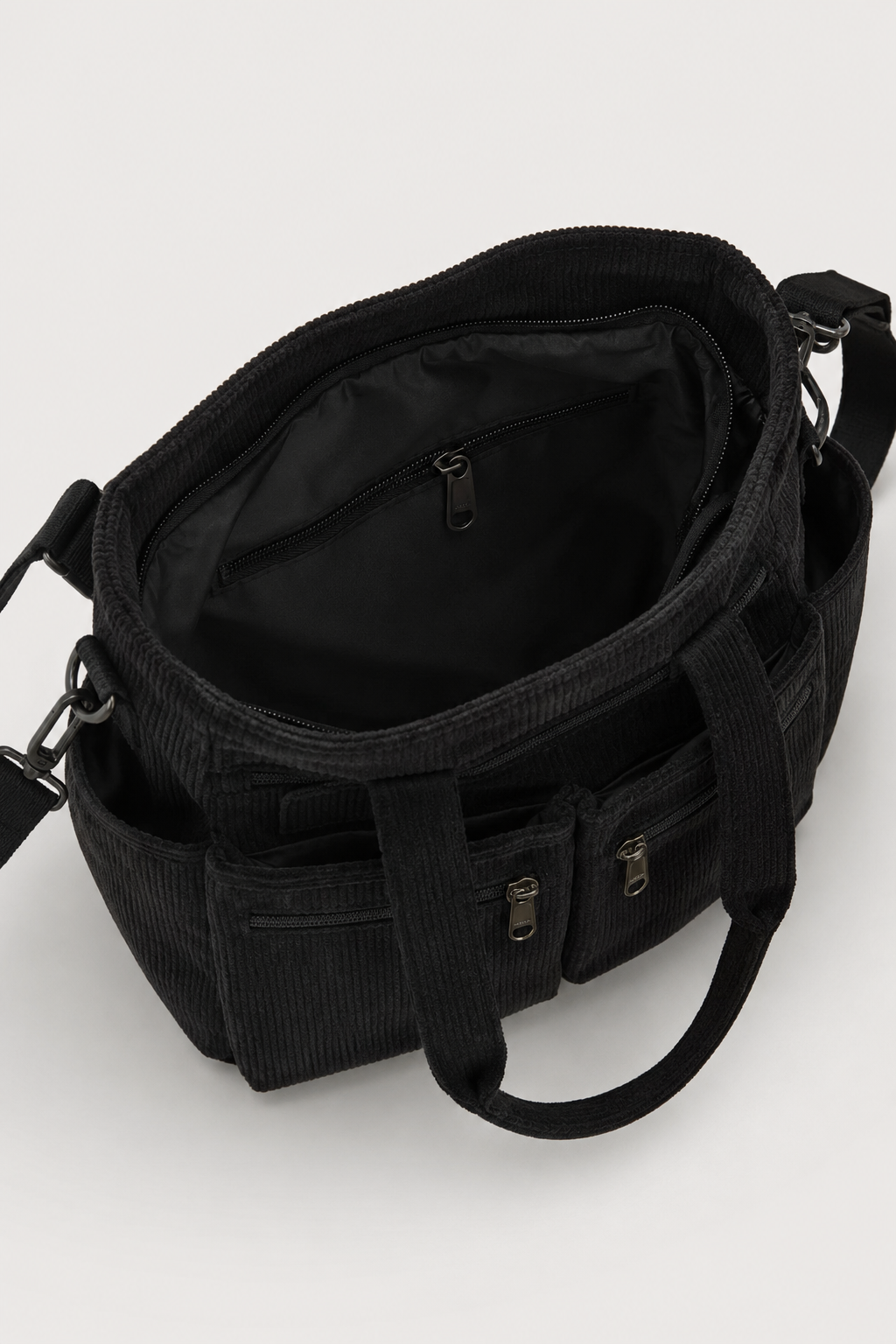 Soft-Ribbed Multi-Pocket Crossbody Bag – Spacious Everyday Utility Companion