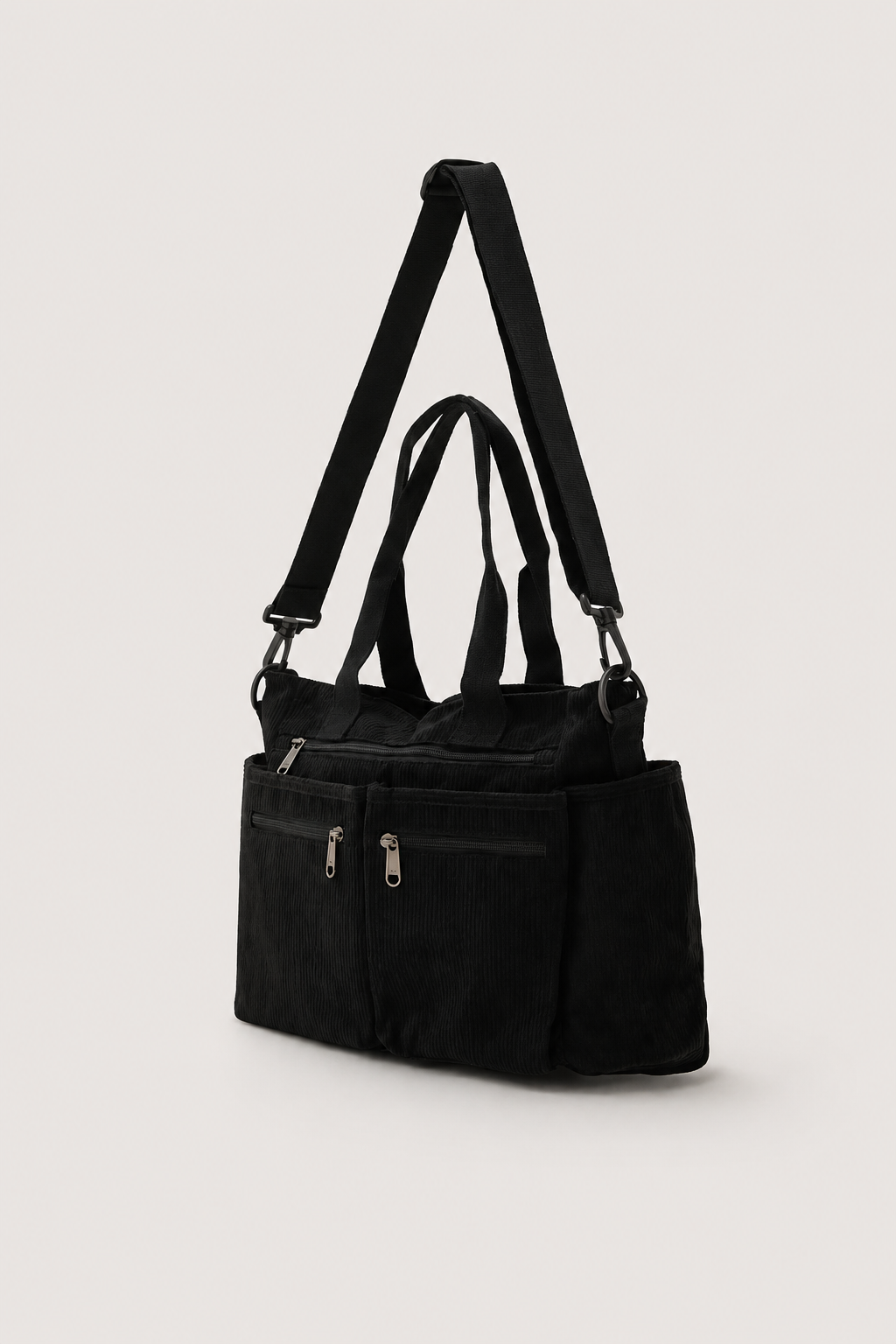 Soft-Ribbed Multi-Pocket Crossbody Bag – Spacious Everyday Utility Companion