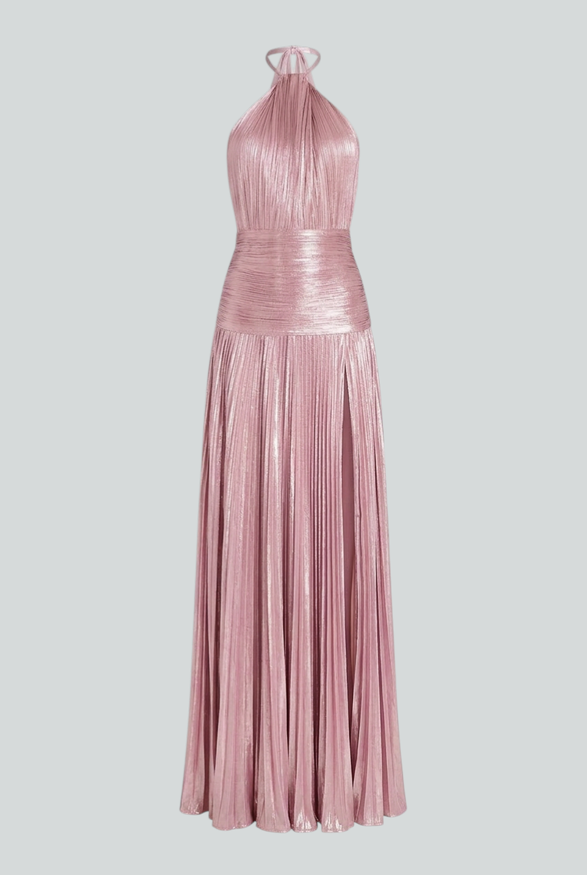 Women’s Dresses : Women's Metallic Pink Maxi Dress - Shimmering & Elegant Long Gown in Pink van Vanda Liamo