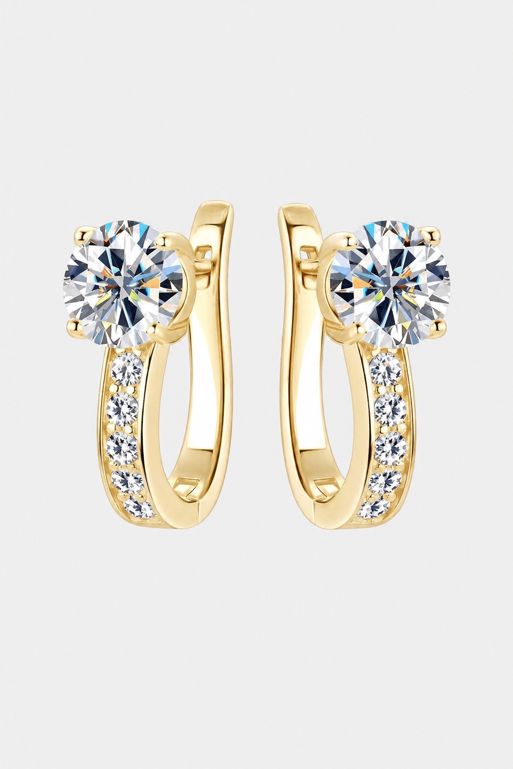 Sparkling Moissanite Huggie Drop Earrings – Evening Glamour & Everyday Sophistication