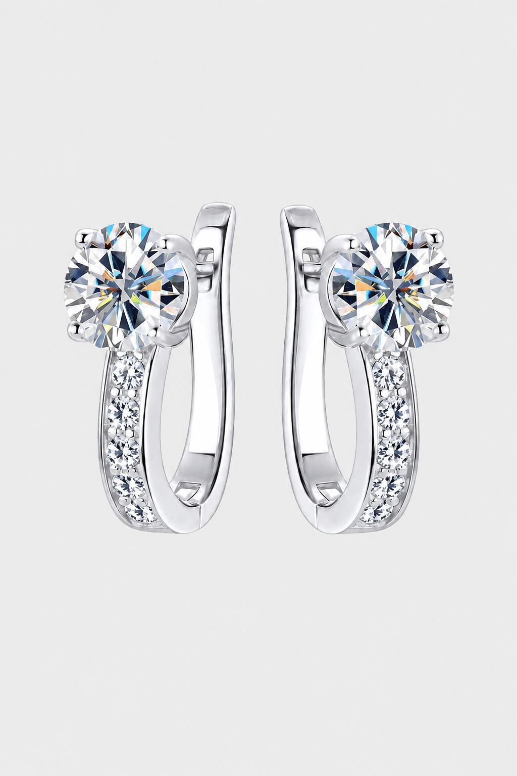 Sparkling Moissanite Huggie Drop Earrings – Evening Glamour & Everyday Sophistication