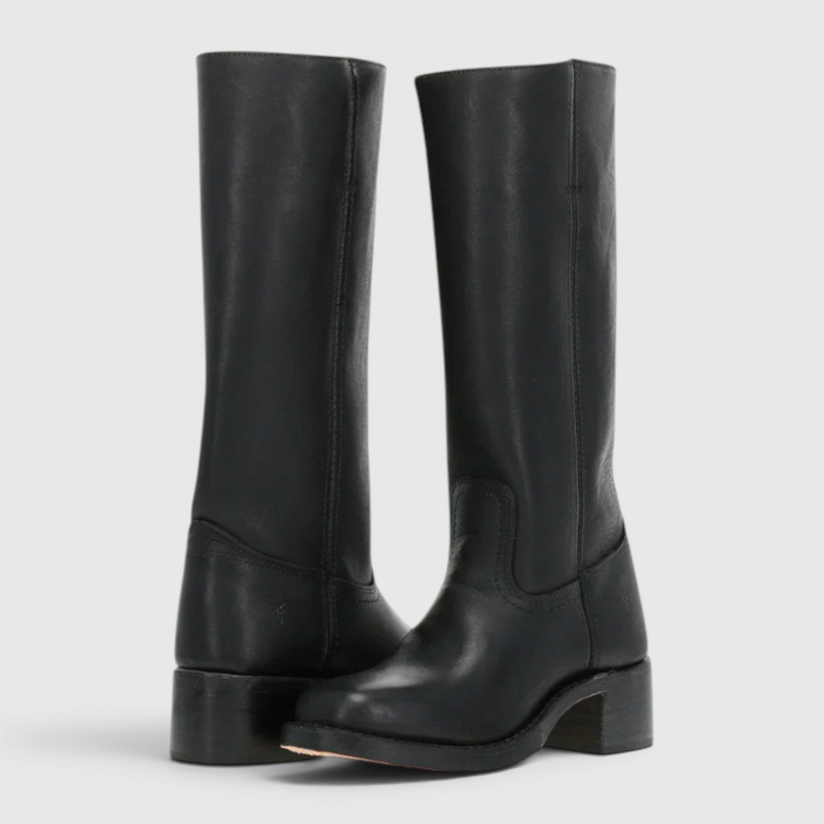Fashion : Women's Knee-High Leather Boots with Heel in Black van Vanda Liamo
