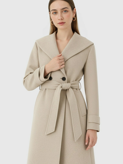 Long Khaki Coat with Hood