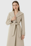 Long Khaki Coat with Hood