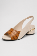 Tan Slingback Sandals – Cognac Low Block Heel Comfort Shoes