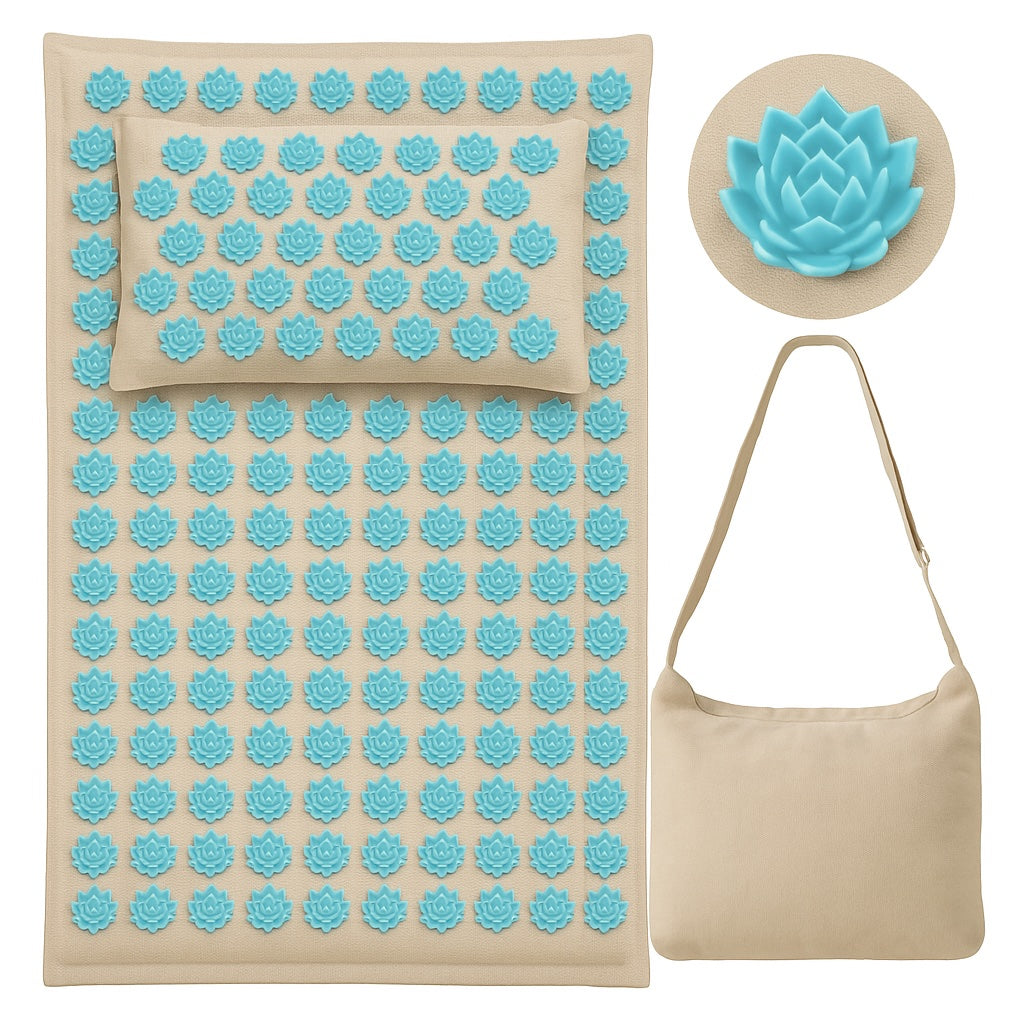 Wellness : Acupressure Mat & Pillow Set - 5500 Pressure Points in Turquoise Blue van Vandaliamo
