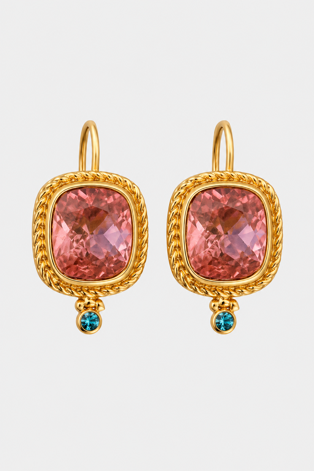 Vintage Twisted Rope Cushion Gem Drop Earrings – Heirloom Artistry & Radiant Polish