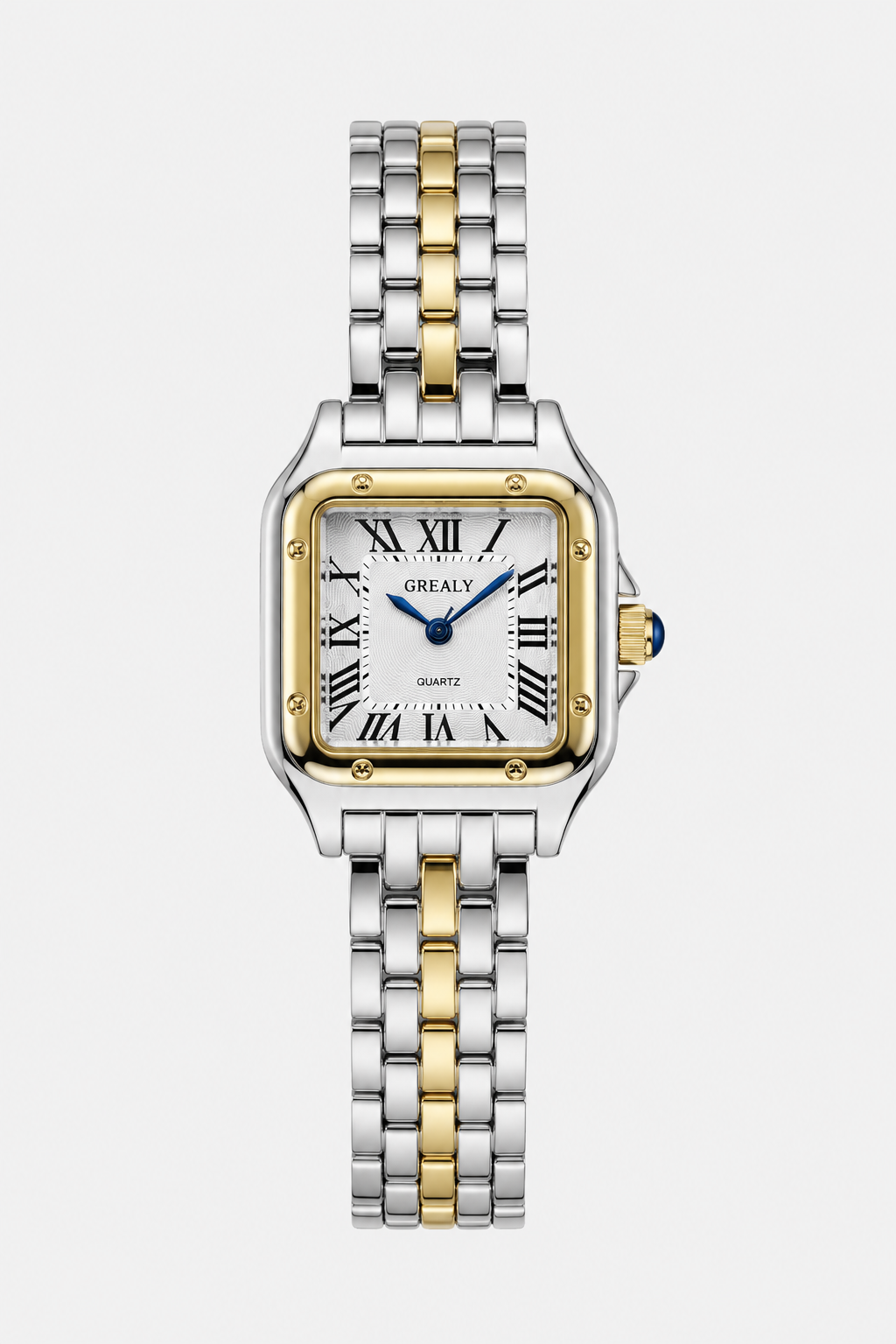 Vintage-Inspired Square Link Watch – Textured Dial with Anti-Reflective Lens