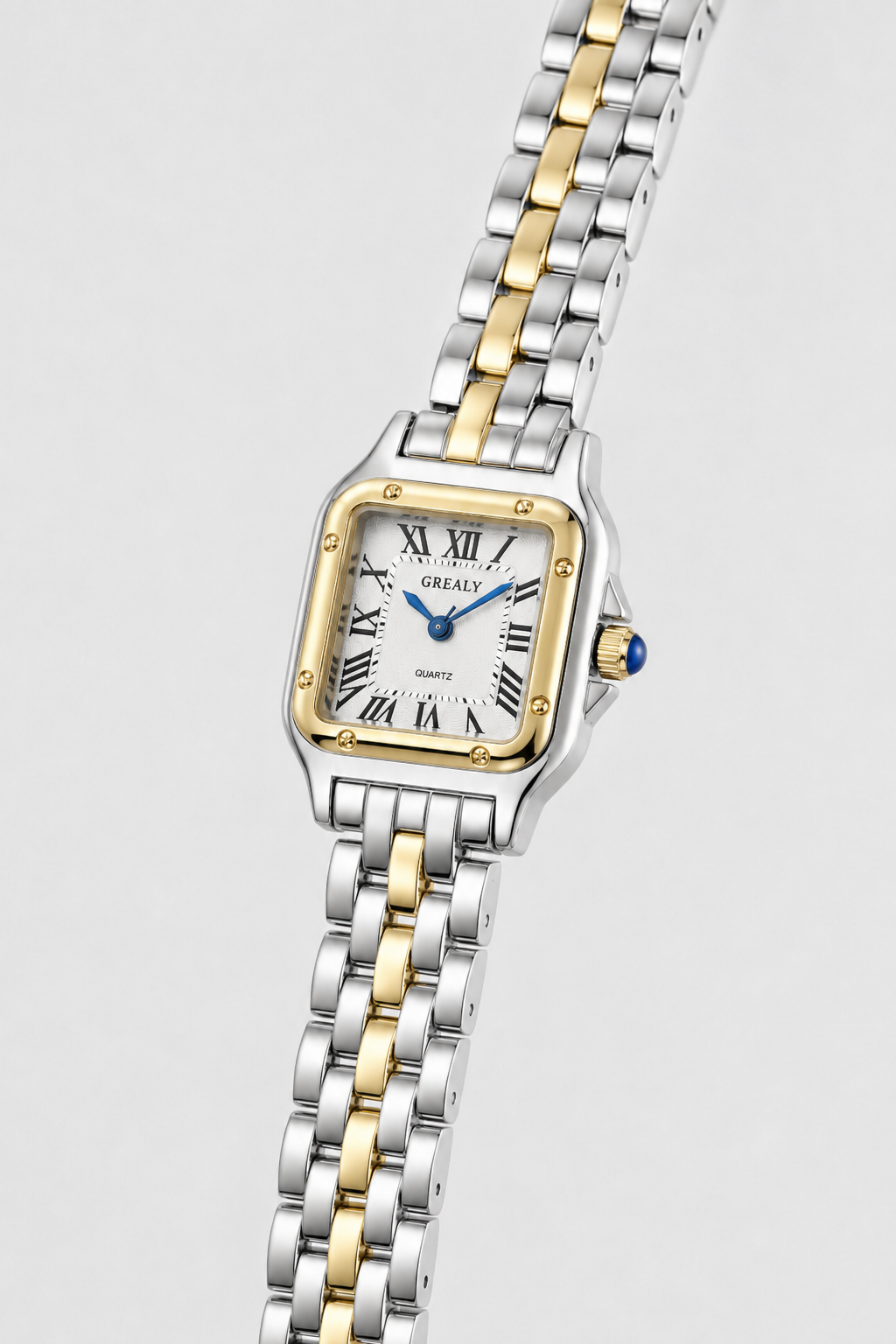 Vintage-Inspired Square Link Watch – Textured Dial with Anti-Reflective Lens