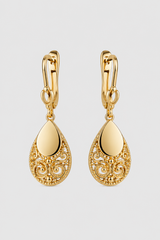 Vintage-Style Filigree Teardrop Drop Earrings – Occasion Style & Evening Elegance