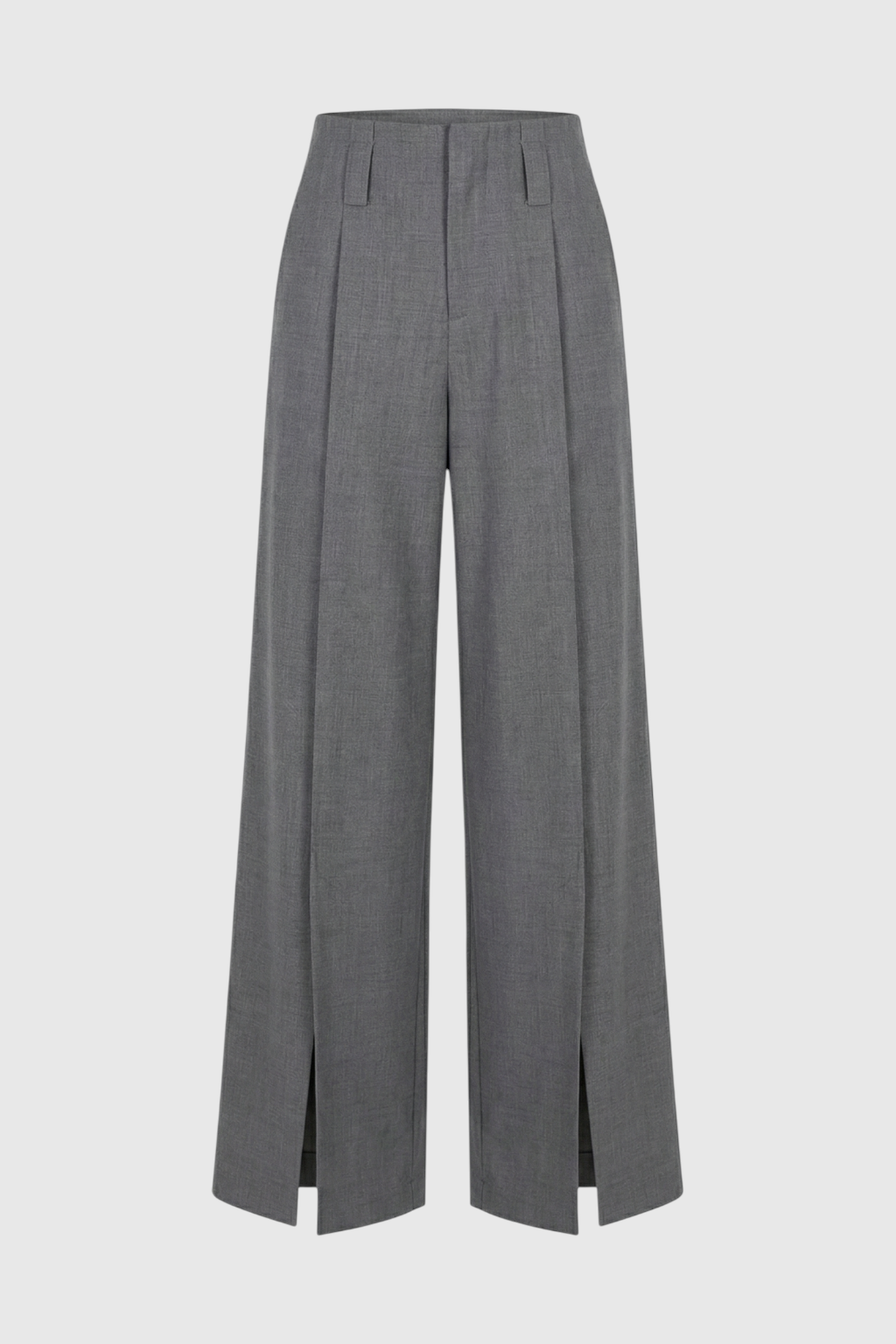 Pants : Women's High-Waisted Gray Pleated Pants in Grey van Vanda Liamo