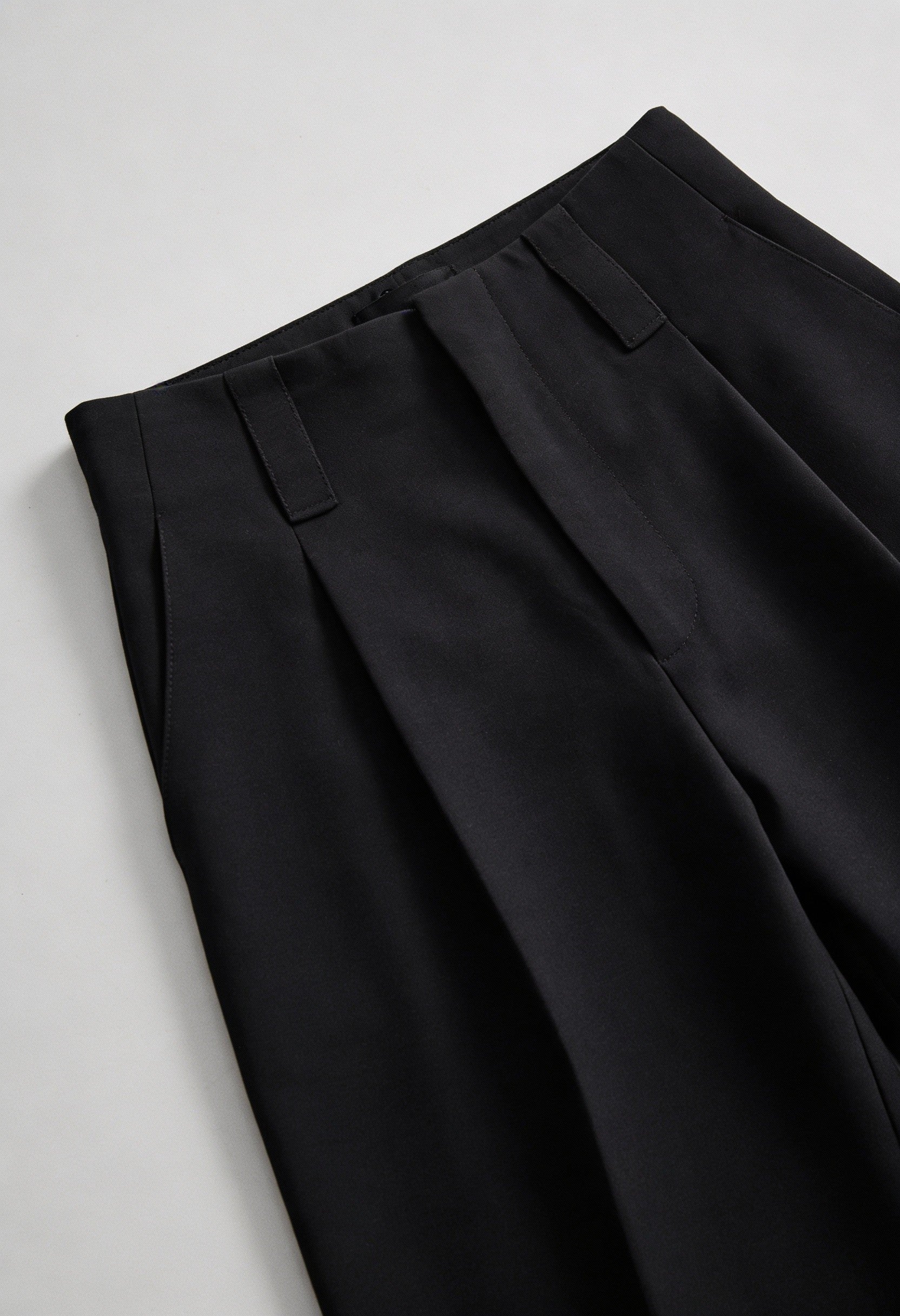 Pants : Women's High-Waisted Black Pleated Pants in van Vanda Liamo