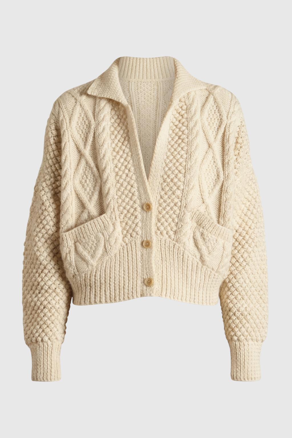 Cardigan : Women's Cropped Knit Cardigan Sweater - Soft & Stylish Short-Sleeve Design in White van Vanda Liamo