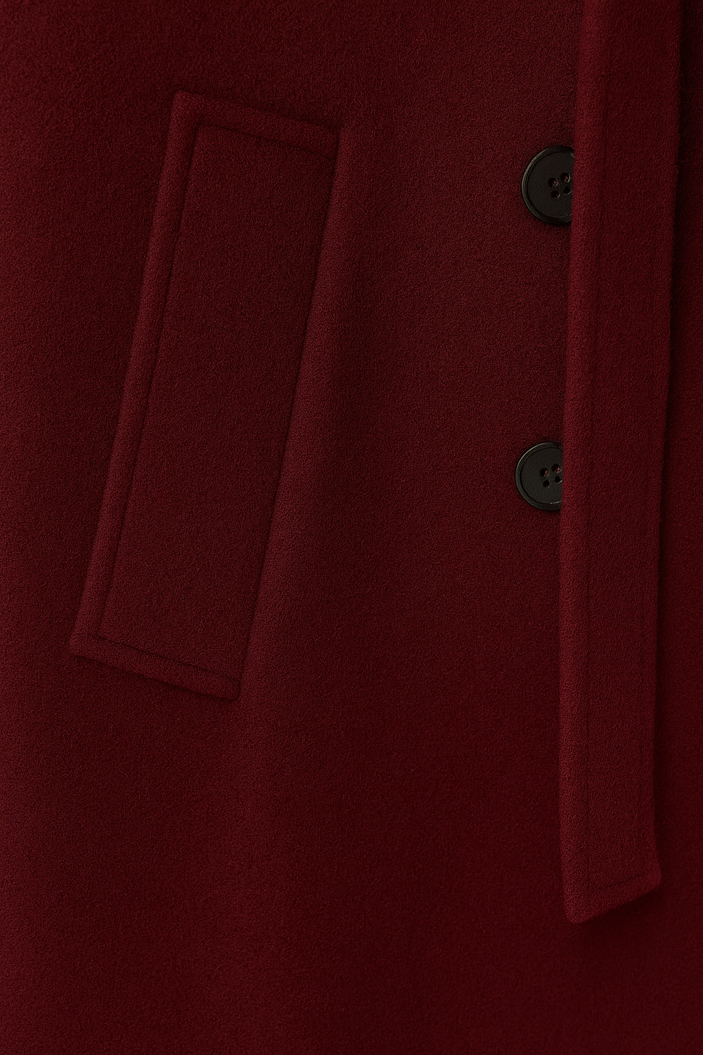 Coat : Women's Burgundy Wool Blend Long Trench Coat with Belt & Pockets in van Vanda Liamo