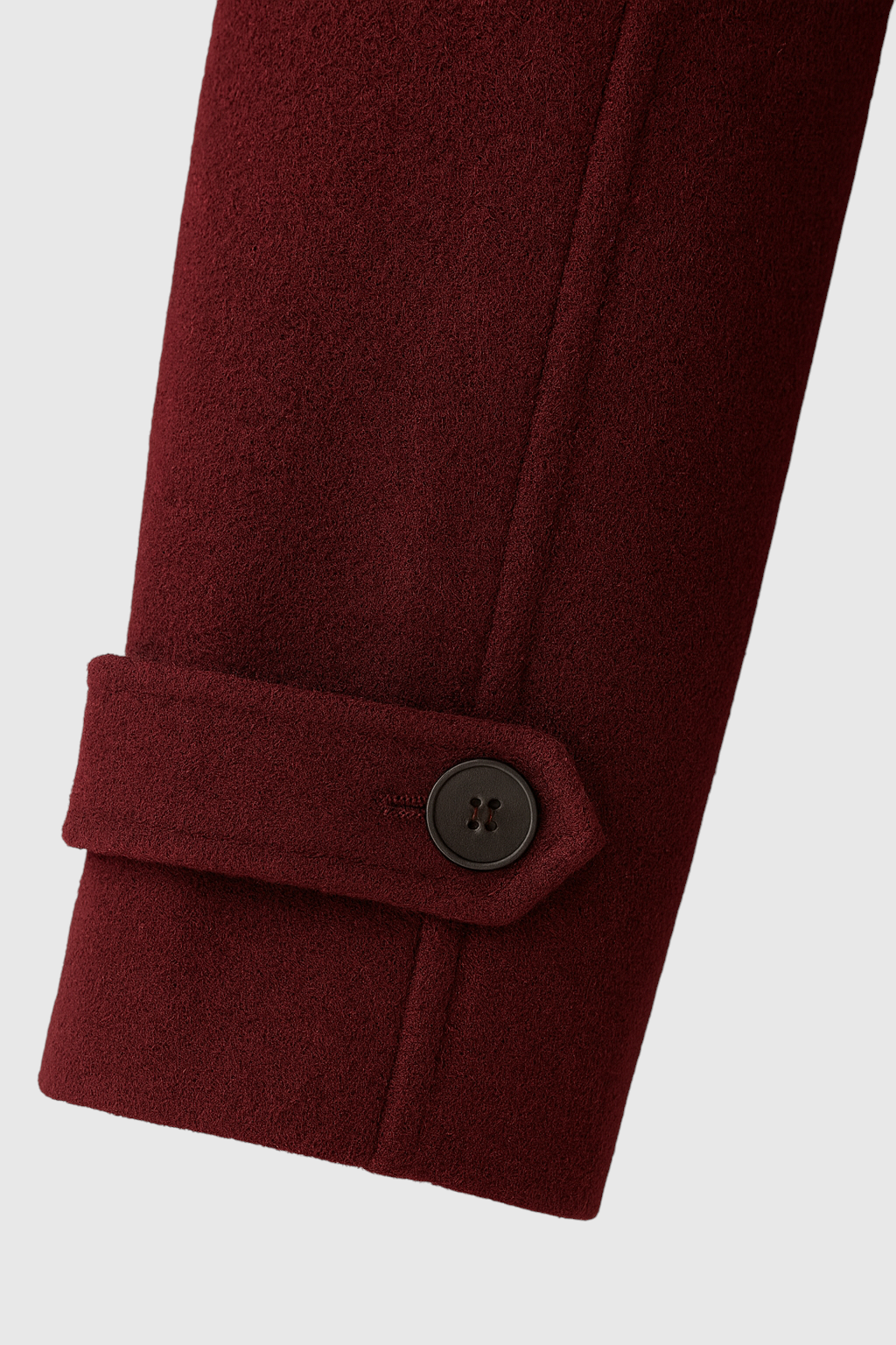 Coat : Women's Burgundy Wool Blend Long Trench Coat with Belt & Pockets in van Vanda Liamo