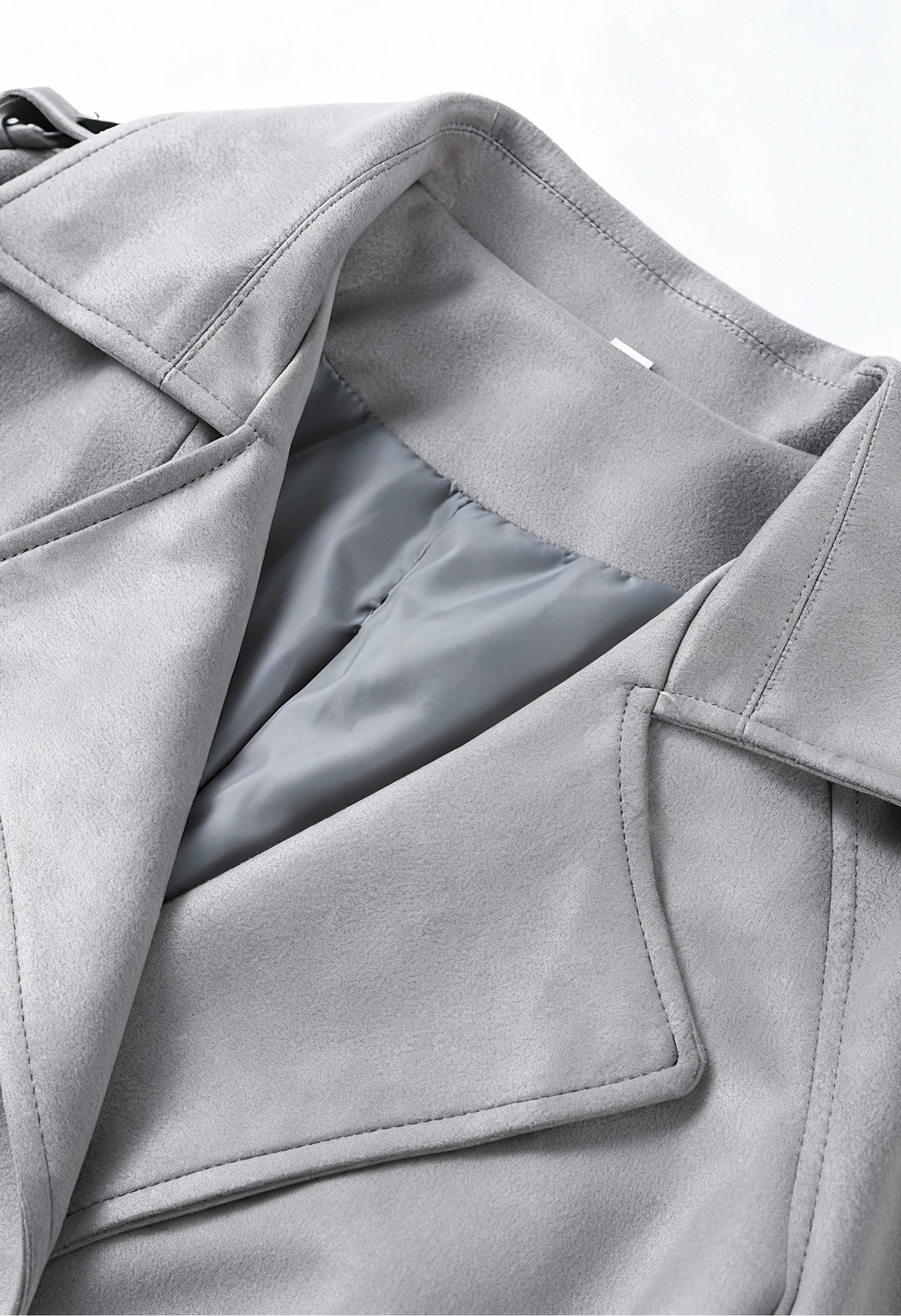 Coat : Women's Long Gray Coat with Belt in van Vanda Liamo