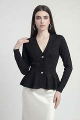 Women's Black Slim-Fit V-Neck Knit Cardigan Sweater