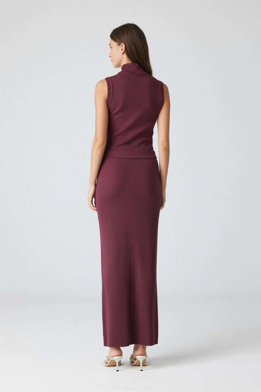 Women's Set : Women's Wine Red Knit Set in van Vanda Liamo