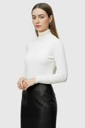 White Fleece Lined Thermal Turtleneck Sweater